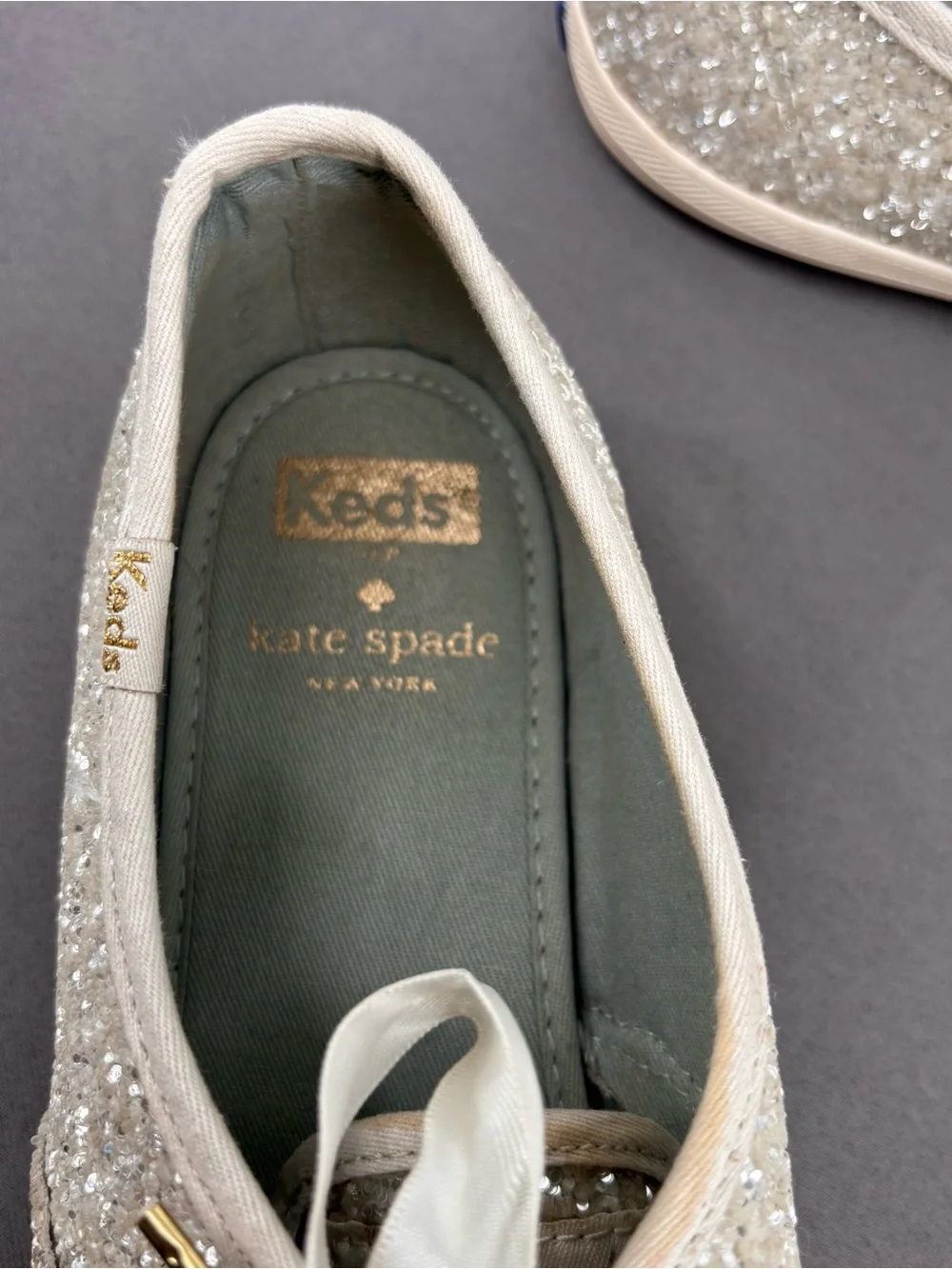 Kate Spade and Keds Women's Glitter Lace-Up Sneakers in Champagne